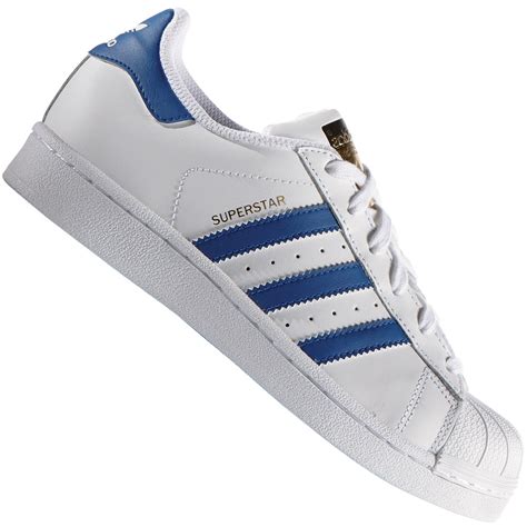 adidas sneaker weiss mit blauen streifen|adidas superstar blau.